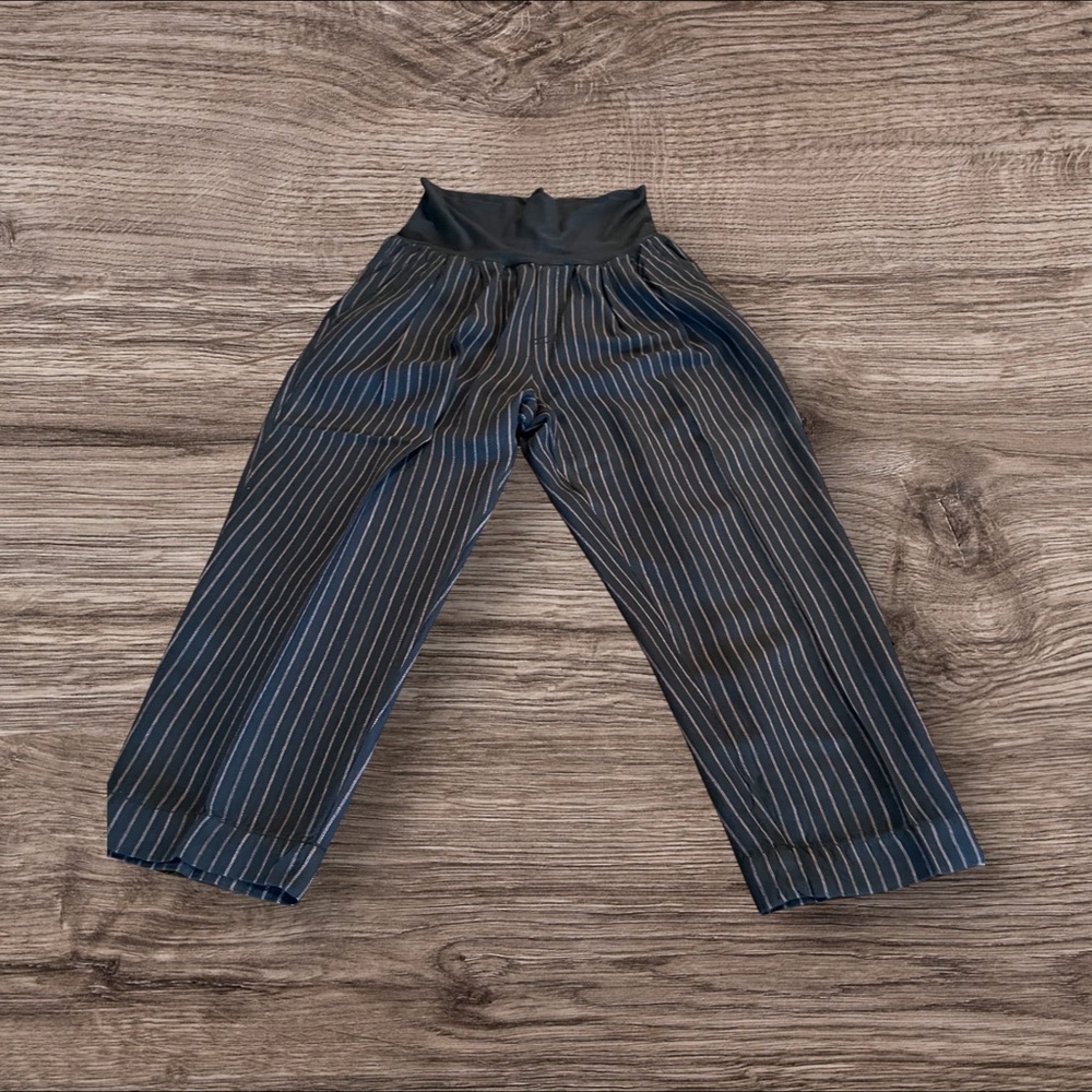 Hei Hei Rayon Linen Black Striped High Waist Pants Size XS